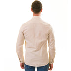 Beige Luxury Men's Tailor Fit Button Up European Made Linen Shirts