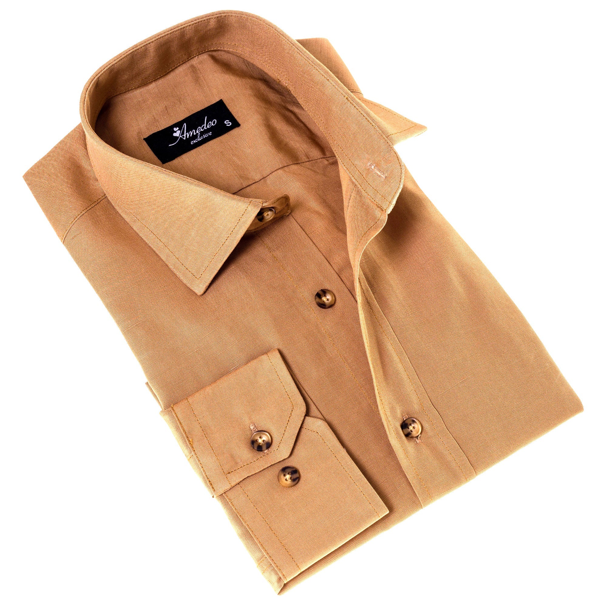 Brownish Luxury Men's Tailor Fit Button Up European Made Linen Shirts