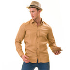 Brownish Luxury Men's Tailor Fit Button Up European Made Linen Shirts