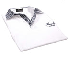 White Check Mens Slim Fit Polo Shirts - 100% Soft Cotton - Tailored
