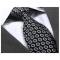 Men's Fashion Black Silver Circles Squares Neck Tie Gift box Emerald Uranus