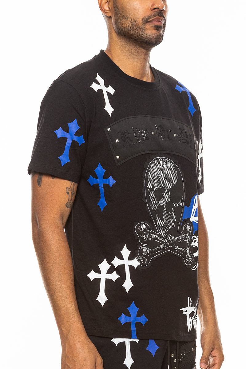 Bejewelled Chrome Skull TShirt Lime Milo