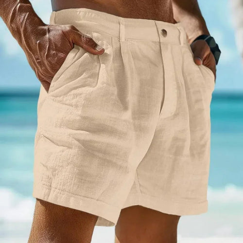 Beach Holiday Linen-cotton beach shorts Raspberry Eurybia