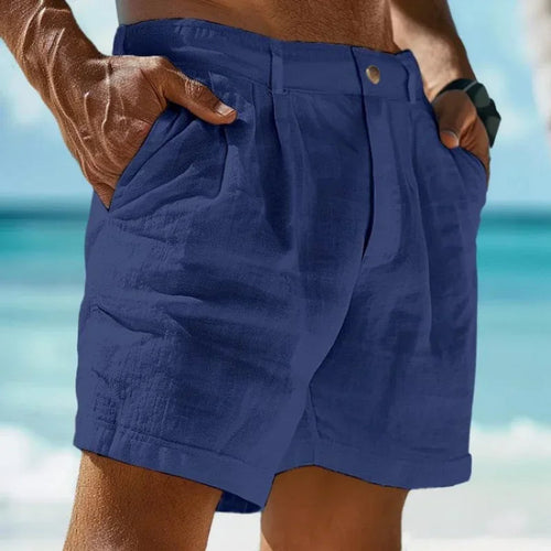 Beach Holiday Linen-cotton beach shorts Raspberry Eurybia