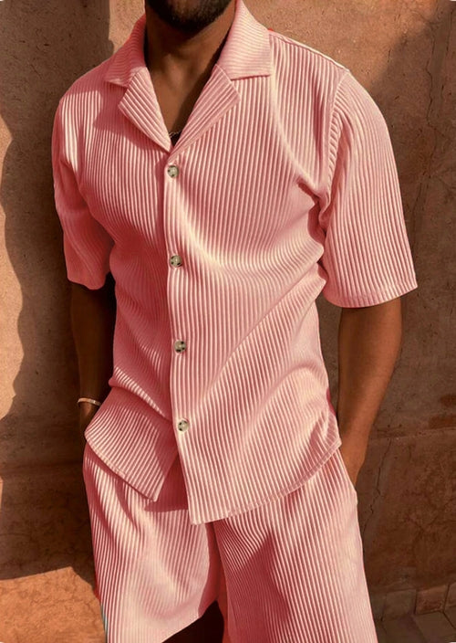 Spring/Summer stretch casual men beach shorts set Raspberry Eurybia