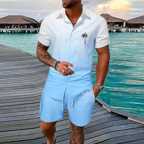 Summer Beach Party Men's Casual Outdoor Beach Shorts Set Raspberry Eurybia