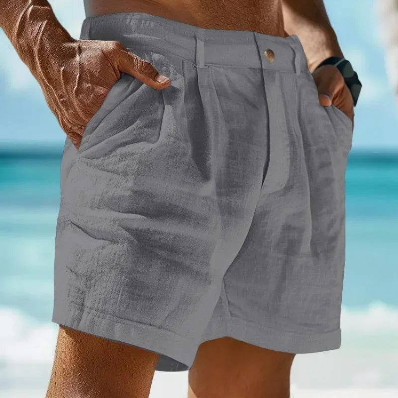 Beach Holiday Linen-cotton beach shorts Raspberry Eurybia