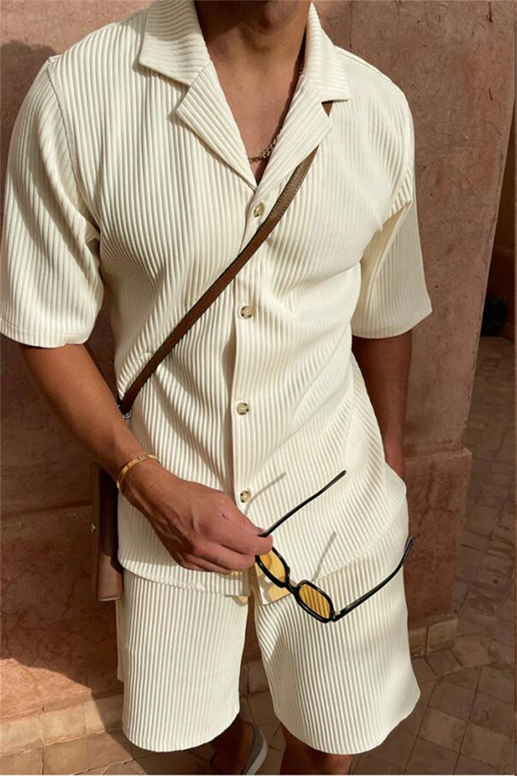 Spring/Summer stretch casual men beach shorts set Raspberry Eurybia