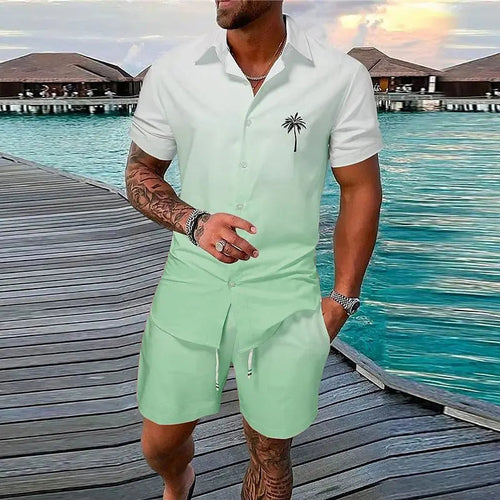 Summer Beach Party Men's Casual Outdoor Beach Shorts Set Raspberry Eurybia