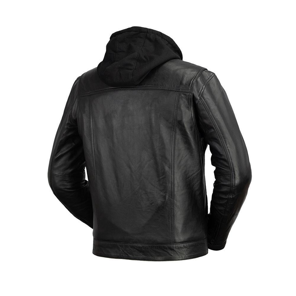 Axel - Mens's Hooded Leather Jacket Orange Pontus