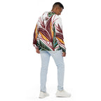 Mens Hooded Windbreaker Jacket, Floral Line Art Print 8330 Grey Coco