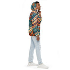 Mens Hooded Windbreaker Jacket, Tropical Floral Pattern 61374 Grey Coco