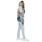 Mens Hooded Windbreaker Jacket, Marble Cloud Of Grey Pink Blue 72067 Grey Coco