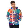 Mens Graphic Hoodie Red Blue Abstract Pattern Grey Coco