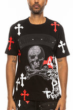 Bejewelled Chrome Skull TShirt Lime Milo