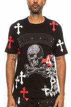 Bejewelled Chrome Skull TShirt Lime Milo