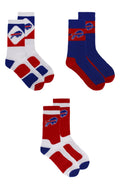 Buffalo Bills Socks 3 Pack Crew Length NFL Football Indigo Trillium