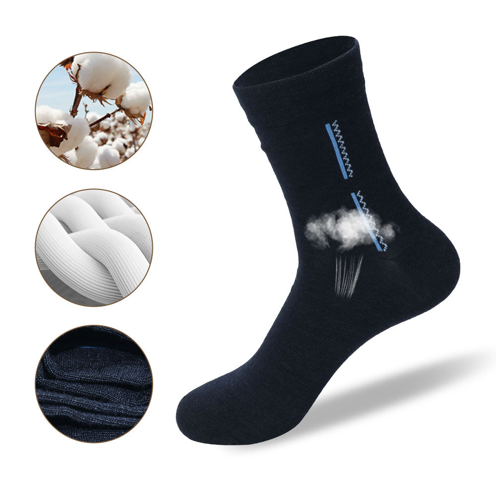 Black men's mid-tube sports socks for summer