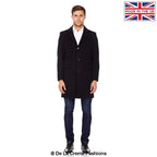 De La Creme MAN - Men's Single Breasted Wool Mix Overcoat