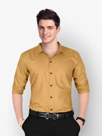 Men Regular Fit Washed Casual Shirt Golden Size M
