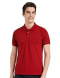 Mens Cotton Solid Regular Fit Half Sleeves Polo T-Shirt Sangria Aion