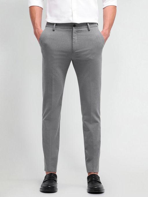 Solid Formal Polyester Trousers