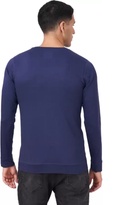 Men Solid Full Sleeves Round Neck Cotton Dark Blue T-Shirt (Size M) Magenta Chestnut