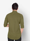 Men Regular Fit Washed Casual Shirt Olive Emerald Artemis