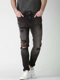 Men Super-Skinny Fit Mid-Rise Mildly Distressed Jeans BLACK 28 Apricot Perseus