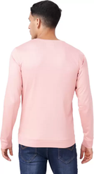 Men Solid Full Sleeves Round Neck Cotton Pink T-Shirt (Size L)