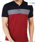 Men Colorblock Polo Neck Cotton Blend Multicolor T-Shirt S Coral Crius