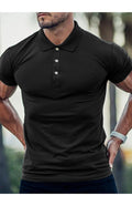 Men's Spring/Summer Fashion Basic Solid Color POLO Shirt Cerulean Sugarplum