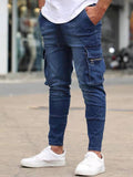 Men's trendy fashion all-match cargo jeans Cerulean Sugarplum