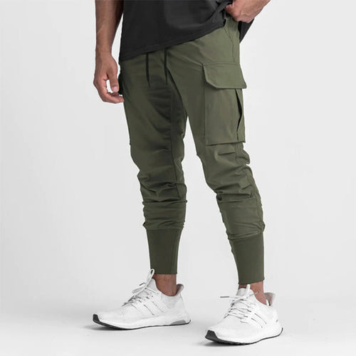 Men's casual trendy quick-drying pants multi-pocket ice silk trousers