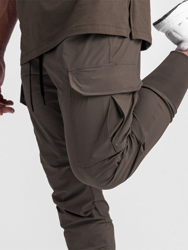 Men's casual trendy quick-drying pants multi-pocket ice silk trousers
