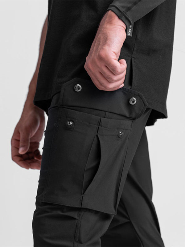 Men's casual trendy quick-drying pants multi-pocket ice silk trousers
