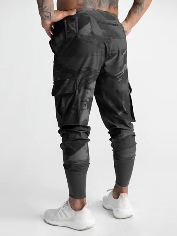 Men's casual trendy quick-drying pants multi-pocket ice silk trousers