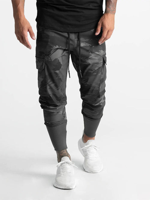 Men's casual trendy quick-drying pants multi-pocket ice silk trousers