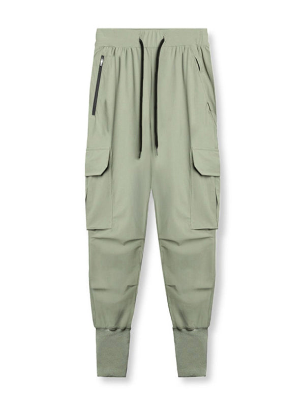 Men's casual trendy quick-drying pants multi-pocket ice silk trousers