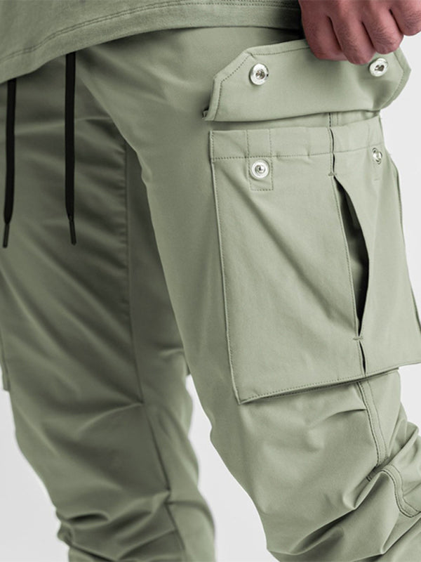 Men's casual trendy quick-drying pants multi-pocket ice silk trousers