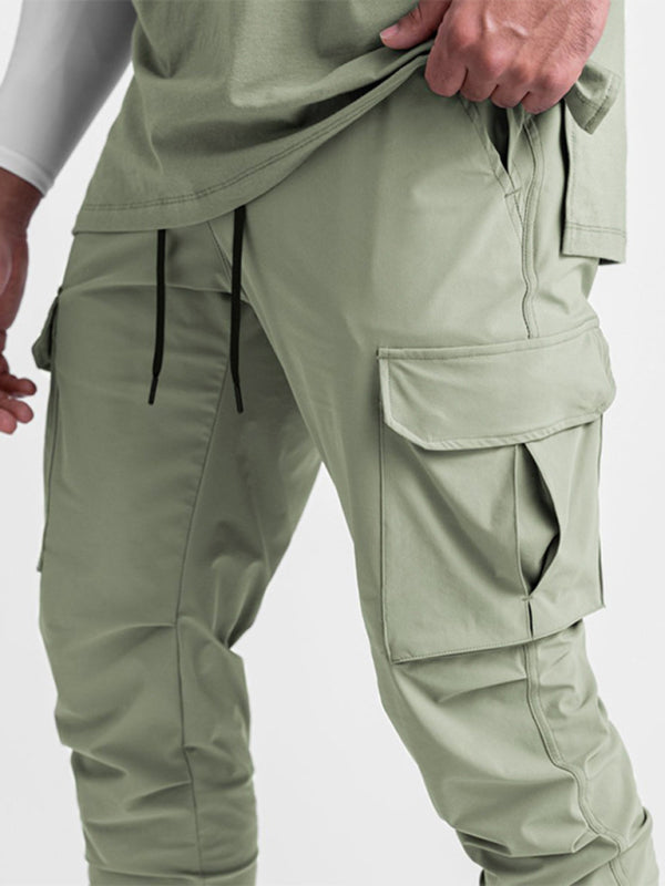 Men's casual trendy quick-drying pants multi-pocket ice silk trousers
