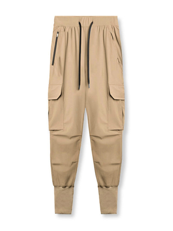 Men's casual trendy quick-drying pants multi-pocket ice silk trousers