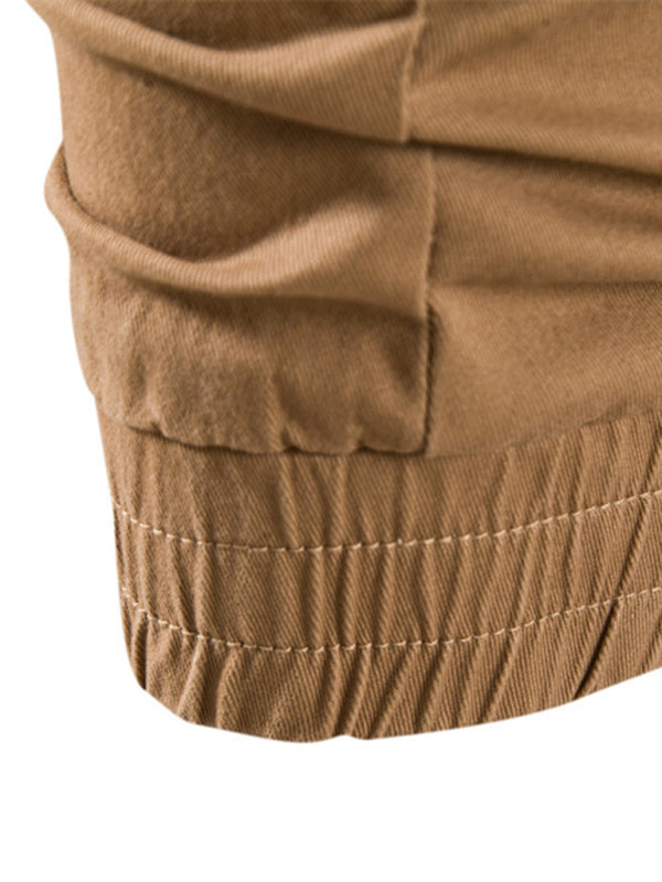 Men's solid color casual minimalist cargo pants