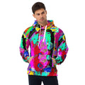 Mens Graphic Hoodie Multicolor Abstract Pattern Grey Coco