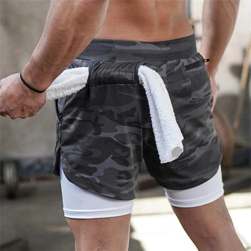 2020 Men's Running Shorts 2 In 1 Double Jogging Gyms Fitness Training Jade