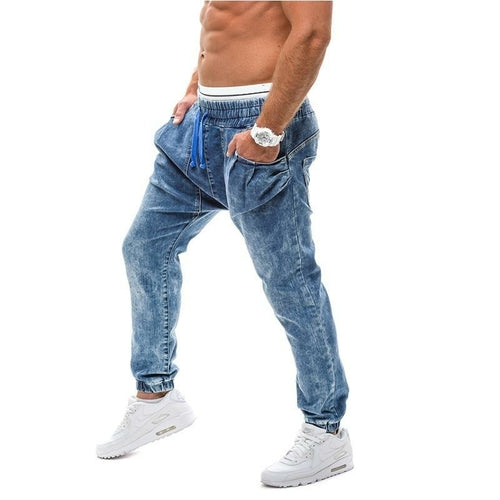 2019 Spring And Autumn Hot Sale Men's Trousers Harem Pants Jeans Blue Charlie